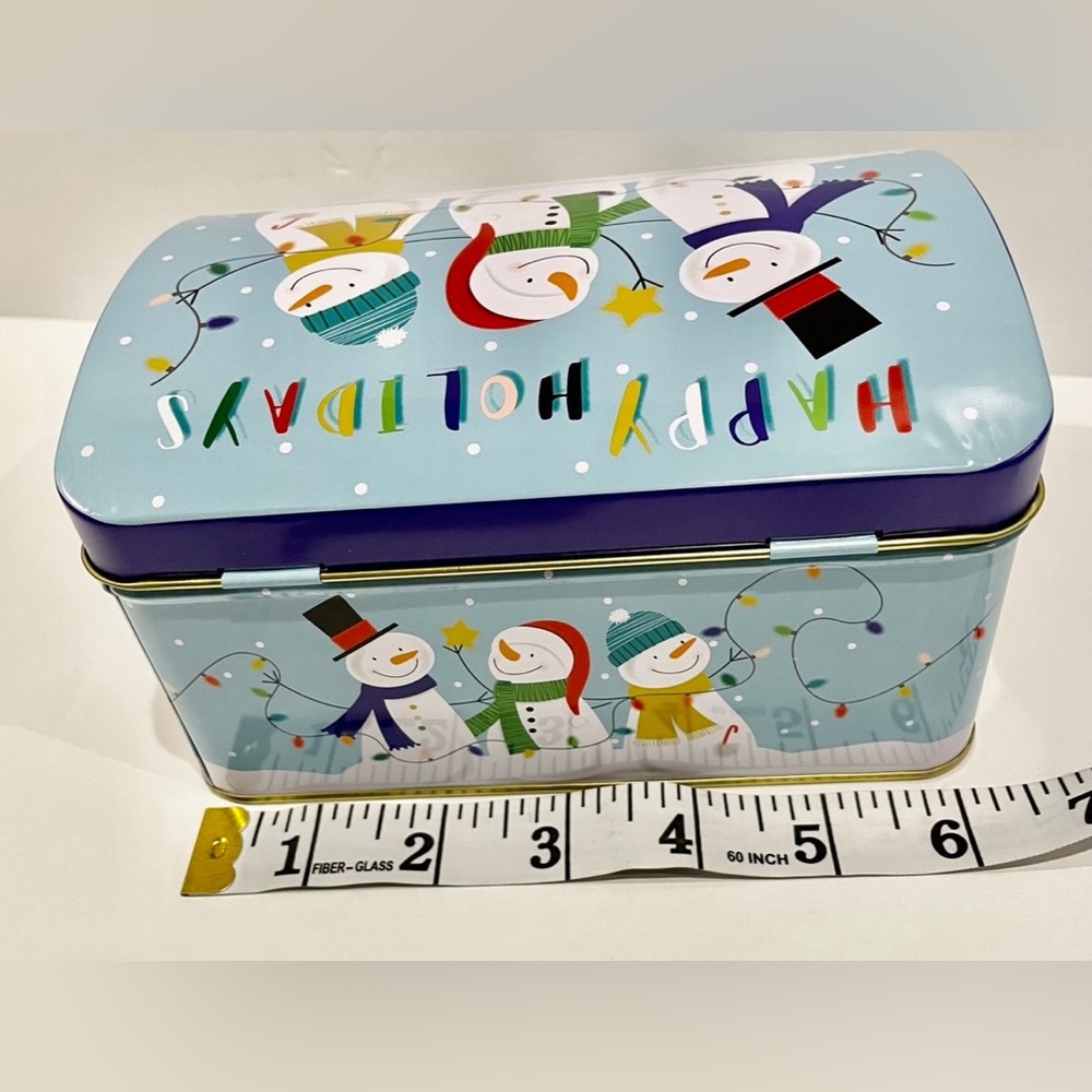 Snowman Holiday Metal Storage Tin - NWT - Picture 4 of 6